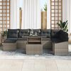 vidaXL Garden Sofa Set 9 pcs Grey Poly rattan and powder-coated steel