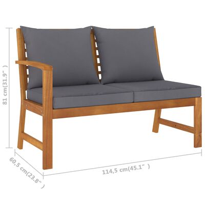 vidaXL Garden Bench 114.5 cm with Dark Grey Cushion Solid Acacia Wood