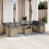 vidaXL 11 Piece Garden Sofa Set with Cushions Beige Poly Rattan