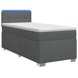 vidaXL Box Spring Bed with Mattress and LED Dark Grey King Single