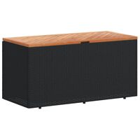 vidaXL Garden Storage Box Black 110x50x54 cm Poly Rattan Acacia Wood