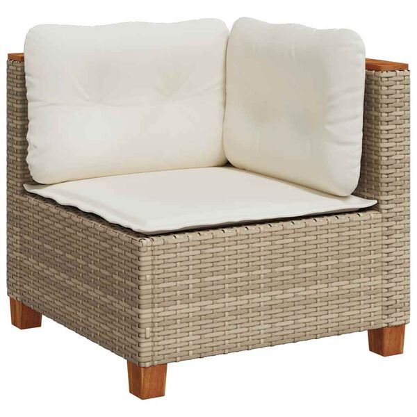 vidaXL 9 Piece Garden Sofa Set with Cushions Beige Poly Rattan