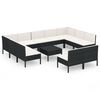 vidaXL 12 Piece Garden Lounge Set with Cushions Poly Rattan Black
