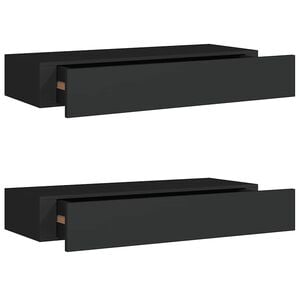 vidaXL Wall-mounted Drawer Shelves 2 pcs Black 60x23,5x10cm MDF
