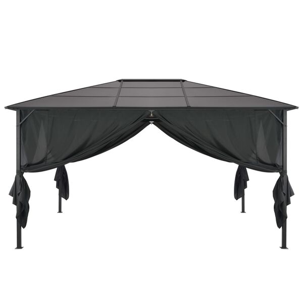 vidaXL Gazebo with Curtain Aluminium 4x3x2.6 m Black