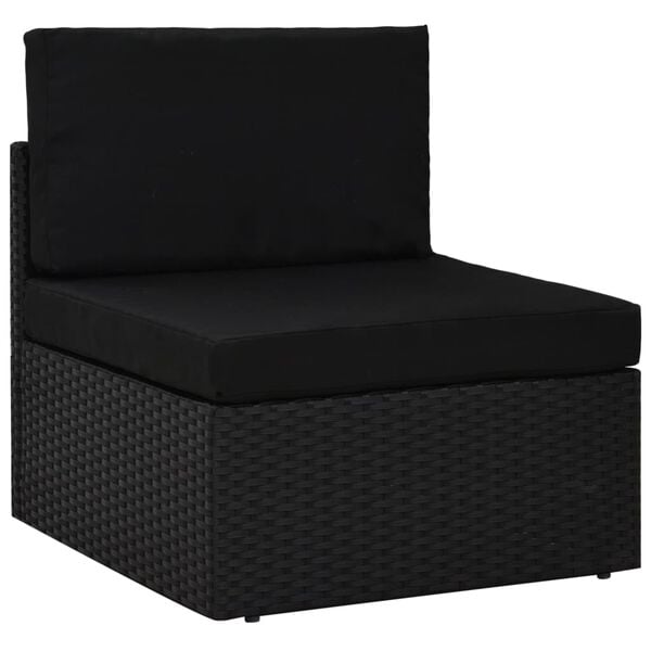 vidaXL 10 Piece Garden Lounge Set with Cushions Black Poly Rattan