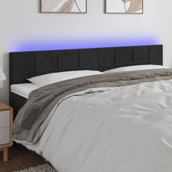 vidaXL LED Headboard Black 160 cm Velvet