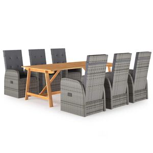 vidaXL 7 Piece Garden Dining Set Grey