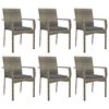 vidaXL 7 Piece Garden Dining Set with Cushions Grey Poly Rattan