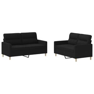 vidaXL 2 Piece Sofa Set with Cushions Black Fabric
