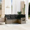 vidaXL 4 Piece Garden Sofa Set with Cushions Grey Poly Rattan