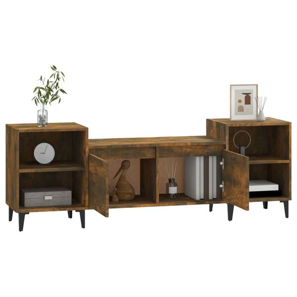 vidaXL TV Cabinet Smoked Oak 160x35x55 cm Engineered Wood
