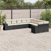 vidaXL 10 Piece Garden Sofa Set with Cushions Black Poly Rattan