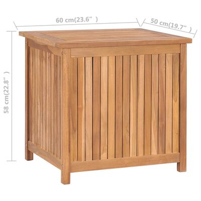 vidaXL Garden Storage Box 60x50x58 cm Solid Teak Wood