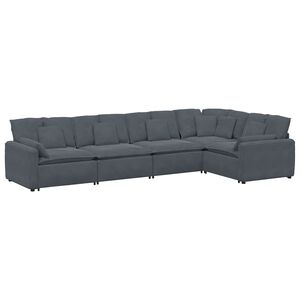 vidaXL Modular Sofa with Cushions Velvet Dark Grey