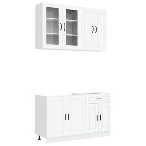 vidaXL Kitchen Unit PORTO 4 pcs White Engineered Wood