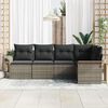 vidaXL Garden Sofa Set with Storage 5 pcs Grey Poly Rattan