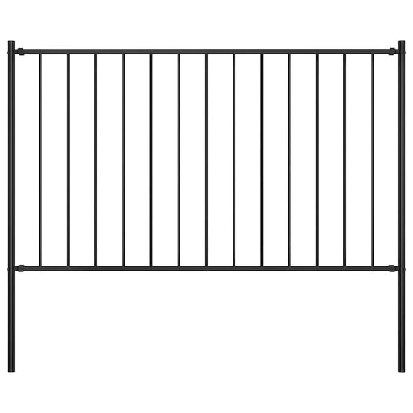 vidaXL Fence Panel Woerden with Posts Steel 1.7x1 m Black