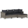 vidaXL 4 Piece Garden Lounge Set with Cushions Grey Poly Rattan