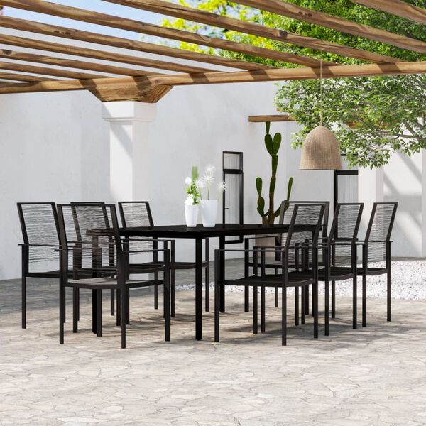 vidaXL 9 Piece Garden Dining Set Black