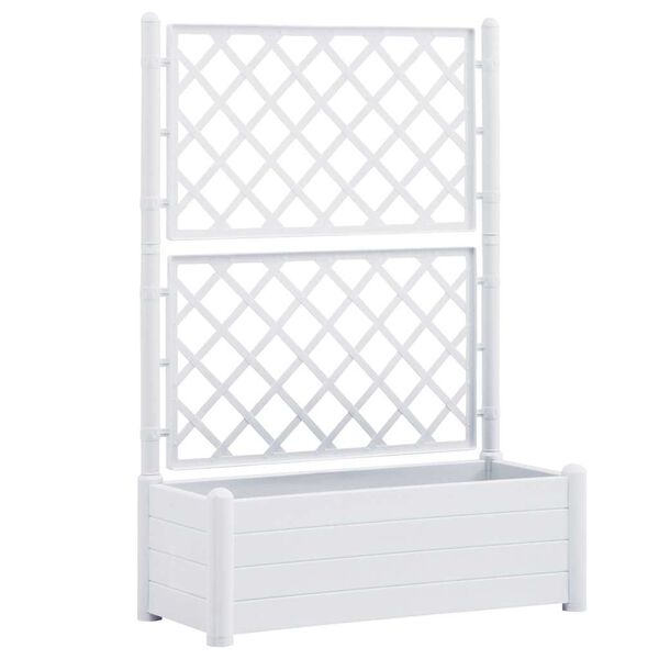 vidaXL Garden Planter with Trellis 100x43x142 cm PP White