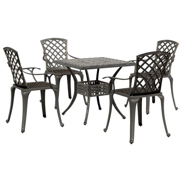 vidaXL 5 Piece Garden Dining Set Bronze Cast Aluminium