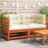 vidaXL Garden Sofas Corner with Cushions 2 pcs Wax Brown Solid Wood Pine