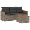 vidaXL 4 Piece Garden Sofa Set with Cushions Grey Poly Rattan