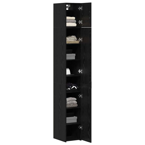 vidaXL Storage Cabinet 3 pcs Black Oak 30 x 42.5 x 225 cm