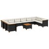 vidaXL 11 Piece Garden Sofa Set with Cushions Black Poly Rattan