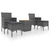 vidaXL 5 Piece Garden Bistro Set Poly Rattan & Solid Acacia Wood Grey