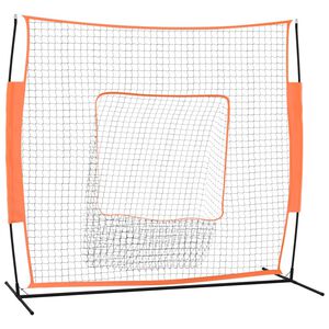 vidaXL Portable Baseball Net Orange&Black 219x107x212 cm Steel&Polyester