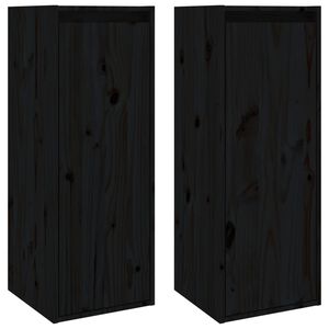 vidaXL Wall Cabinets 2 pcs Black 30x30x80 cm Solid Wood Pine