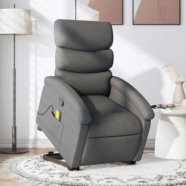 vidaXL Stand up Massage Recliner Chair Dark Grey Fabric