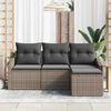vidaXL Sofa Set with Cushion with Storage 4 pcs Grey Poly Rattan