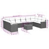 vidaXL 11 Piece Garden Sofa Set with Cushions Grey Poly Rattan