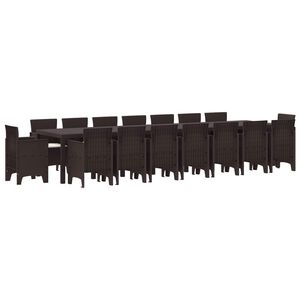 vidaXL Garden Dining Set with Cushions with Cushion 17 pcs Brown PP