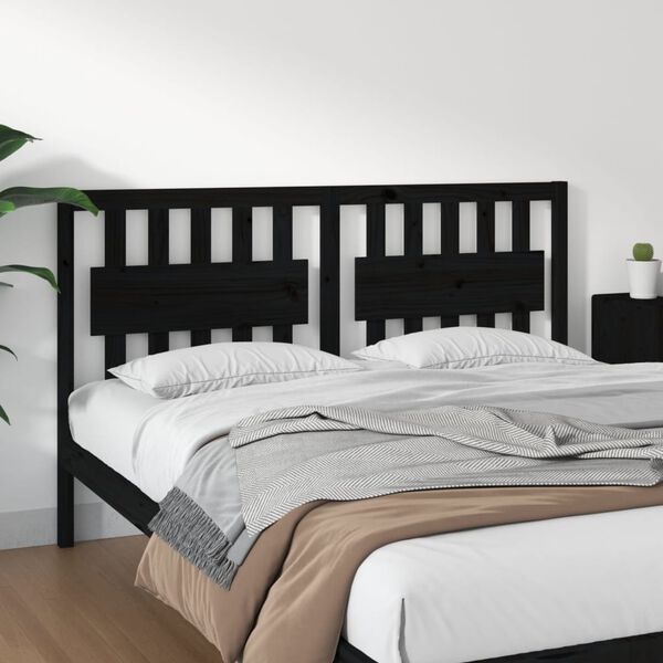 vidaXL Bed Headboard Black 155.5x4x100 cm Solid Wood Pine