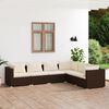 vidaXL 6 Piece Garden Lounge Set with Cushions Poly Rattan Brown