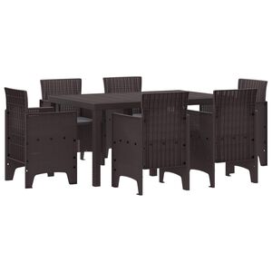 vidaXL Garden Dining Set 7 pcs Brown Polt rattan