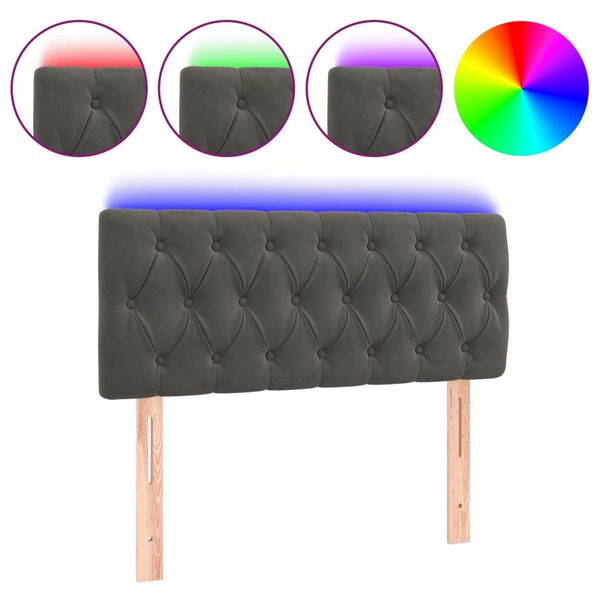 vidaXL LED Headboard Dark Grey 100 cm Velvet