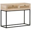vidaXL Console Table | Bleached wood, natural cane, black steel