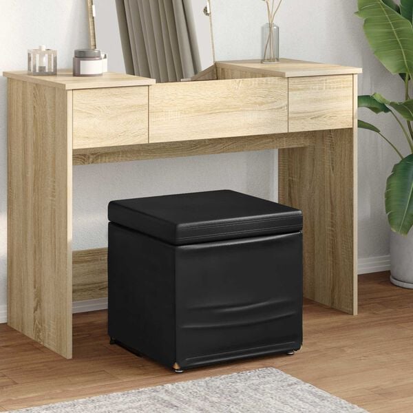 vidaXL Stool Black 41 x 41 x 40 cm Faux Leather and Engineered Wood
