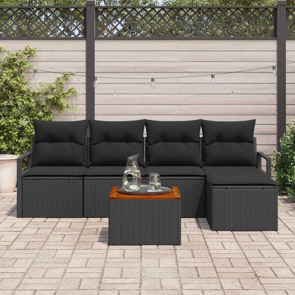 vidaXL Garden Sofa Set 6 pcs Black