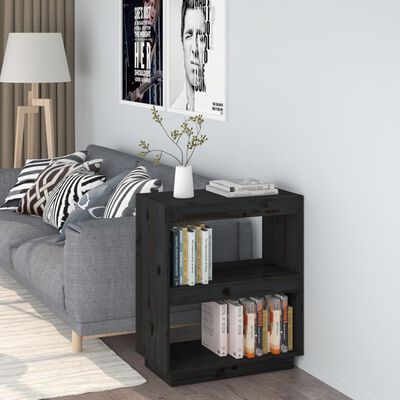 vidaXL Book Cabinet Black 60x35x71 cm Solid Wood Pine