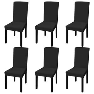 vidaXL Chair Cover | Set of 6 | Black | Polyester 90%, Elastane 10% | Universal