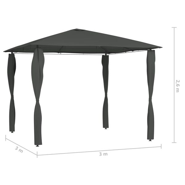 vidaXL Gazebo with Post Covers 3x3x2.6 m Anthracite 160 g/m²