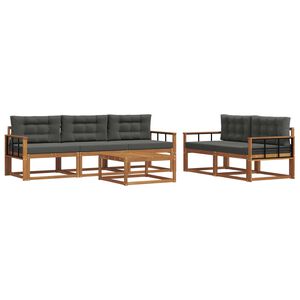 vidaXL Outdoor Sofa Set 6 pcs Natural and Anthracite