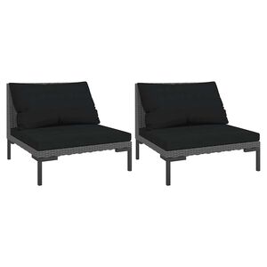 vidaXL Garden Sofas 2pcs with Cushions Half Round Poly Rattan