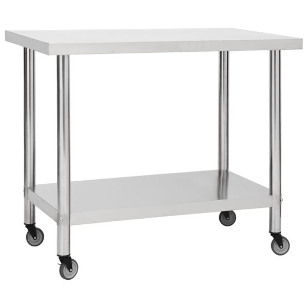 vidaXL Kitchen Work Table with Wheels 80x60x85 cm Stainless Steel